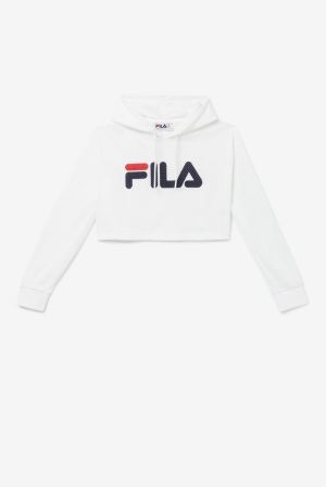 FILA Noemi Crop Hoodies White / Navy / Red,Womens Clothing | CA.FQAYZB961